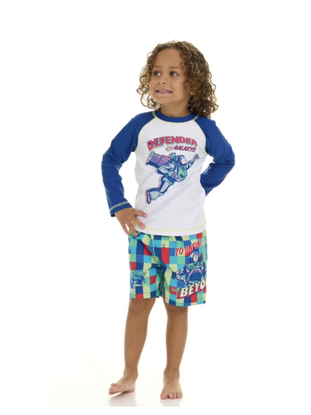 Toy Story Boys 2 Piece Rashguard and Swim Trunk Set